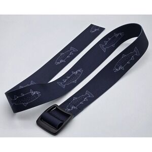 Orvis Trout Pattern Web Belt Mens M Adjustable Blue Fishing Angler Outdoor 44in